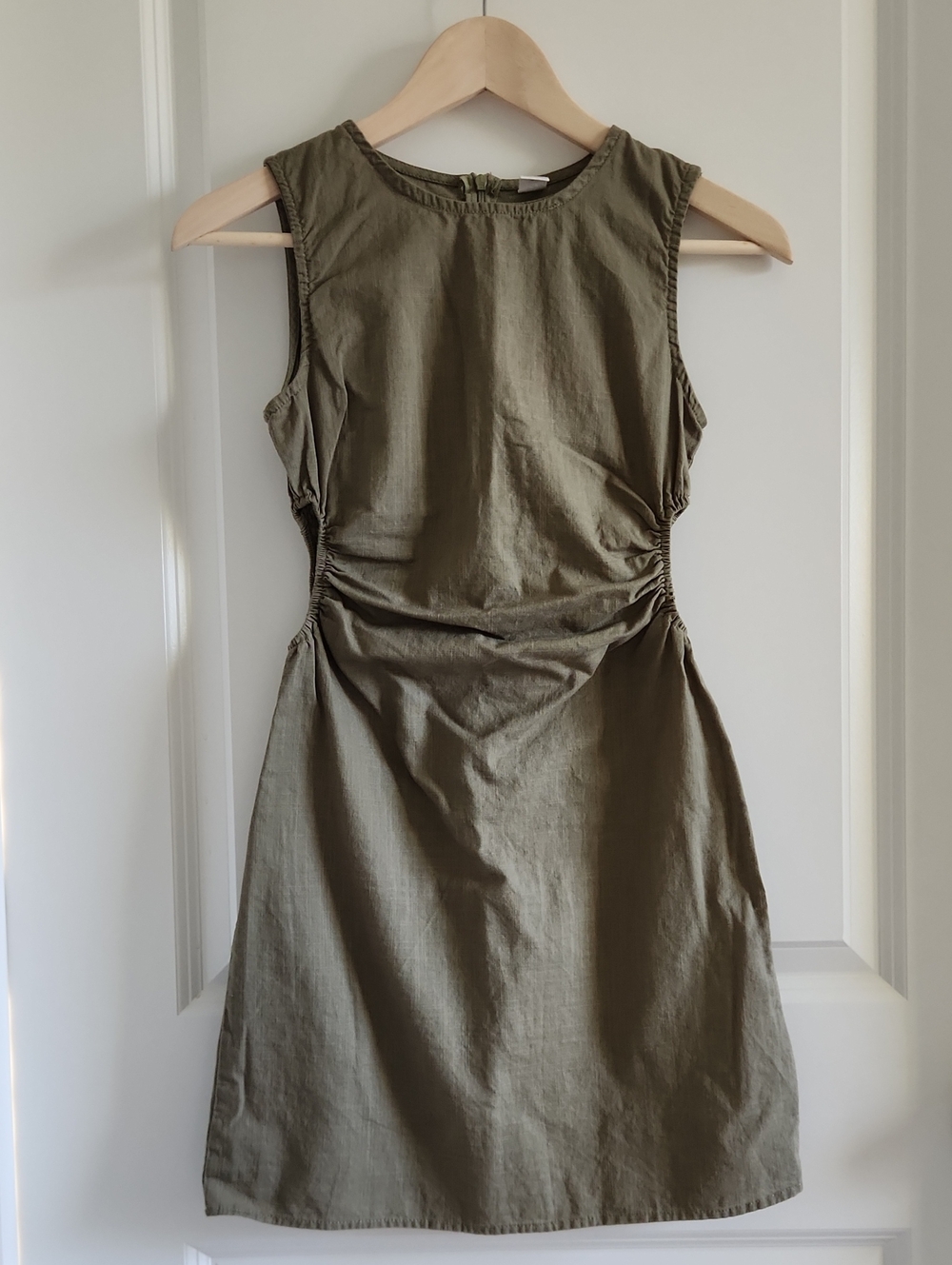 SHEIN Olive Green Sleeveless Mini Dress with Side Ruching